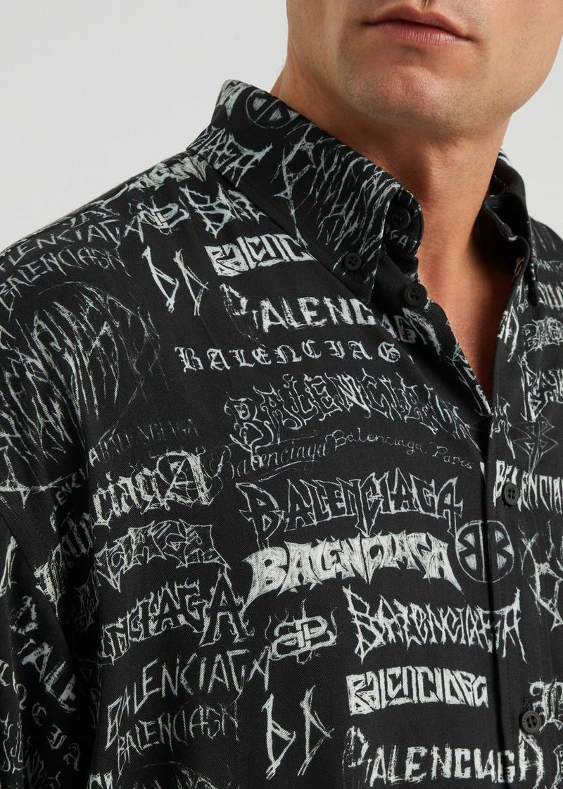 Balenciaga balenciaga Metal diy logo print long sleeve shirt large fit in black Size US M / EU 48-50 / 2 - 5 Thumbnail