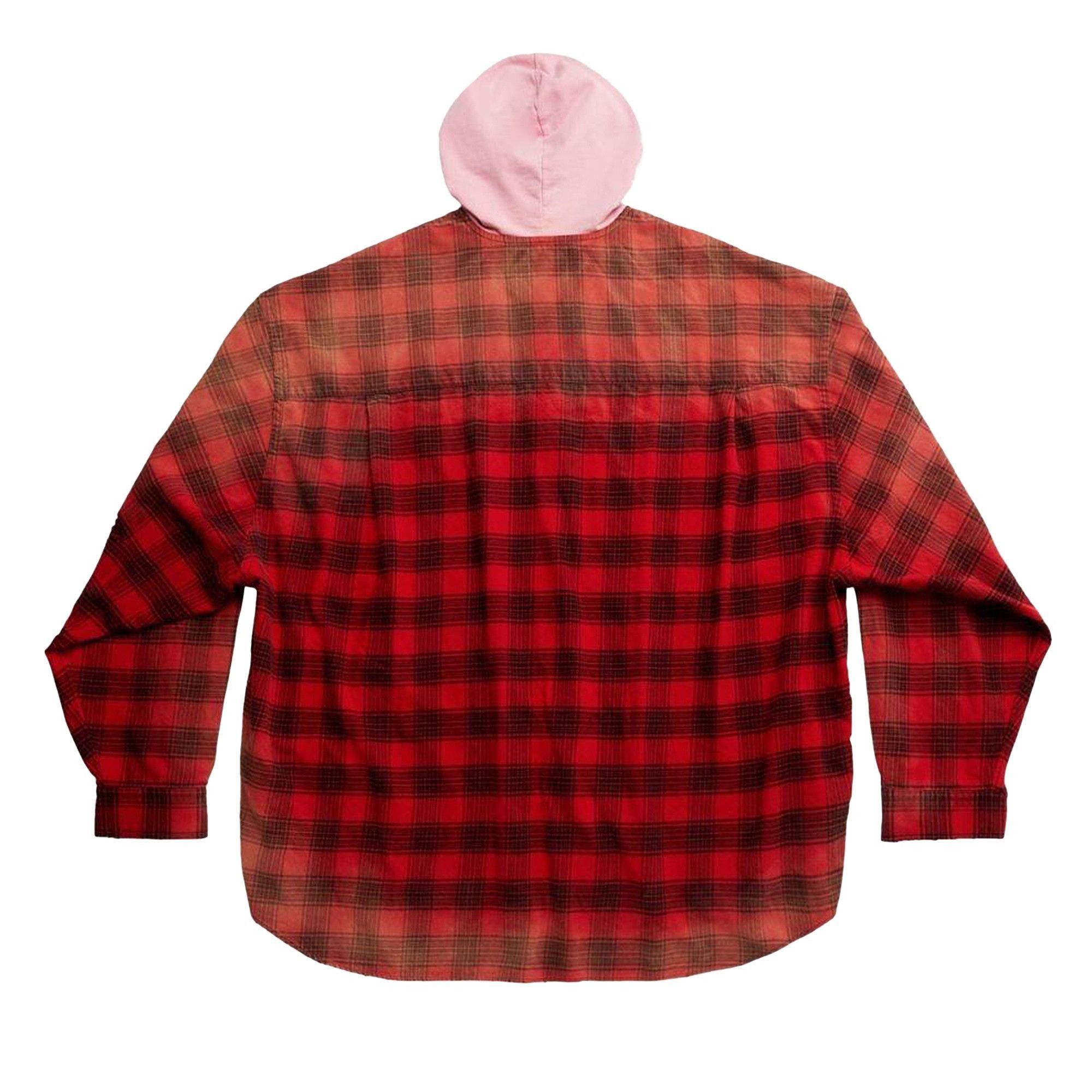 Balenciaga Hooded Checked Shirt 'Intense Red/Black' Size US XL / EU 56 / 4 - 2 Thumbnail