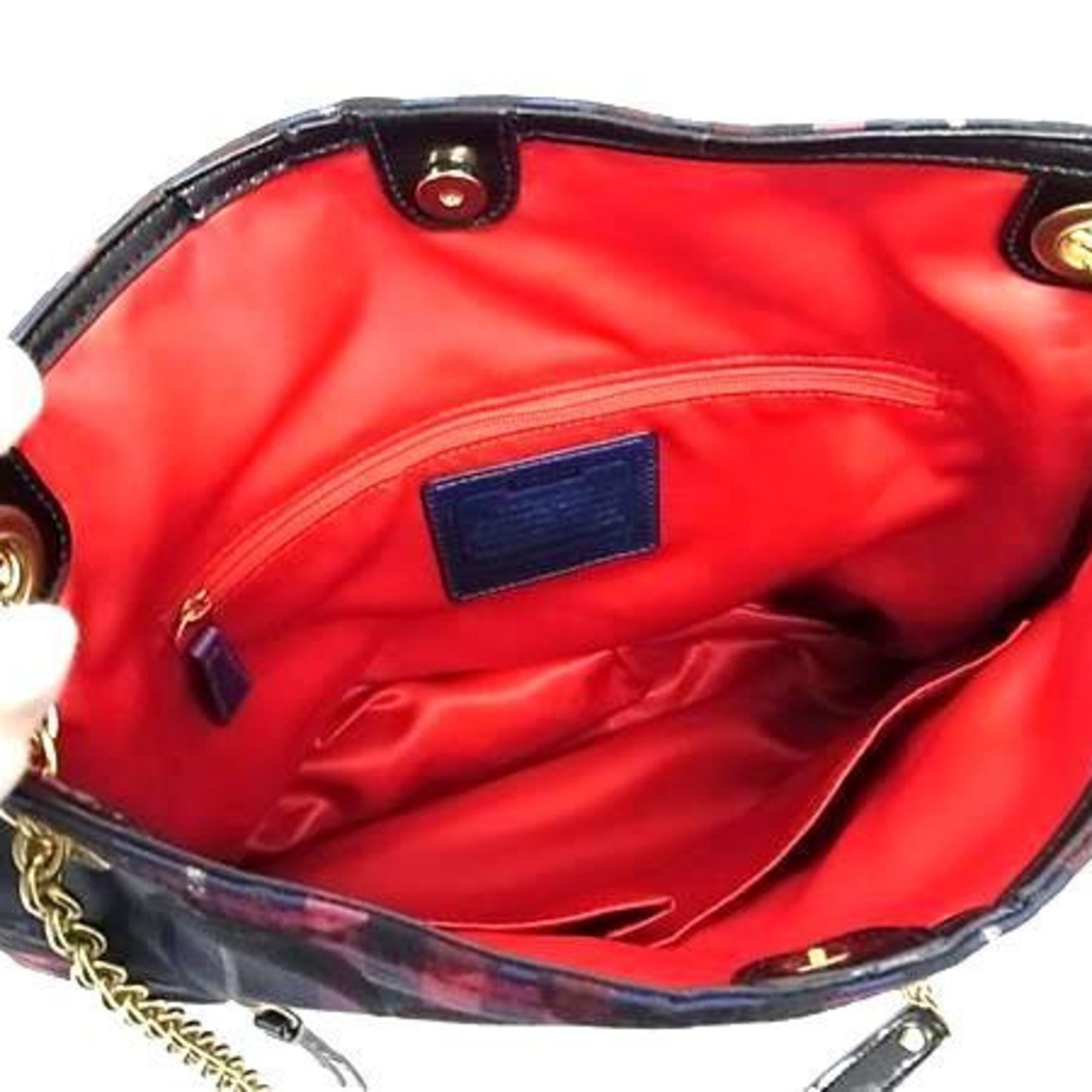 Coach COACH Signature Shoulder Bag 21136 in Multicolor Canvas with Check Pattern and Chain. Size ONE SIZE - 6 Thumbnail