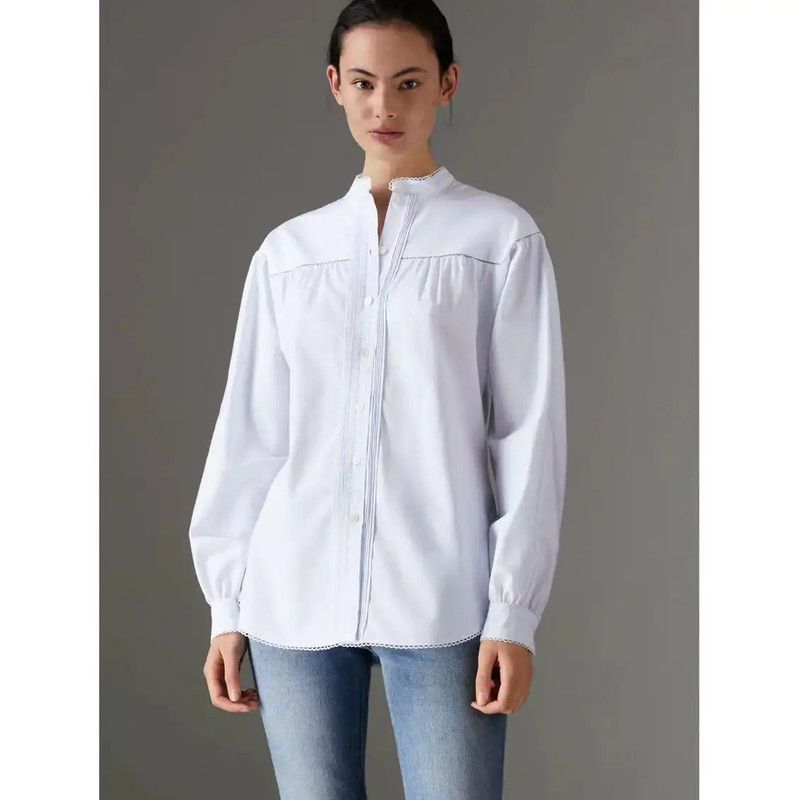 Burberry Burberry Light Blue Cotton Long Sleeve Shirt Size XS / US 0-2 / IT 36-38 - 6 Thumbnail