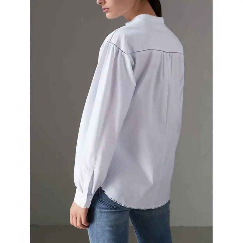 Burberry Burberry Light Blue Cotton Long Sleeve Shirt Size XS / US 0-2 / IT 36-38 - 7 Thumbnail