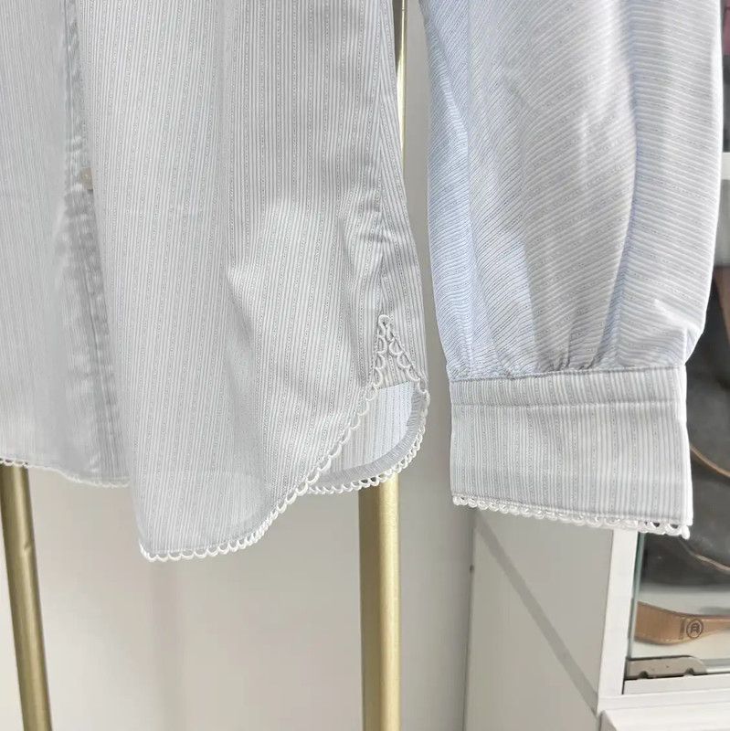 Burberry Burberry Light Blue Cotton Long Sleeve Shirt Size XS / US 0-2 / IT 36-38 - 3 Thumbnail