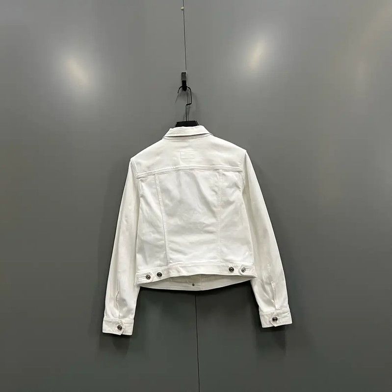 Burberry Burberry White Cotton Jacket for Women Size L / US 10 / IT 46 - 2 Thumbnail