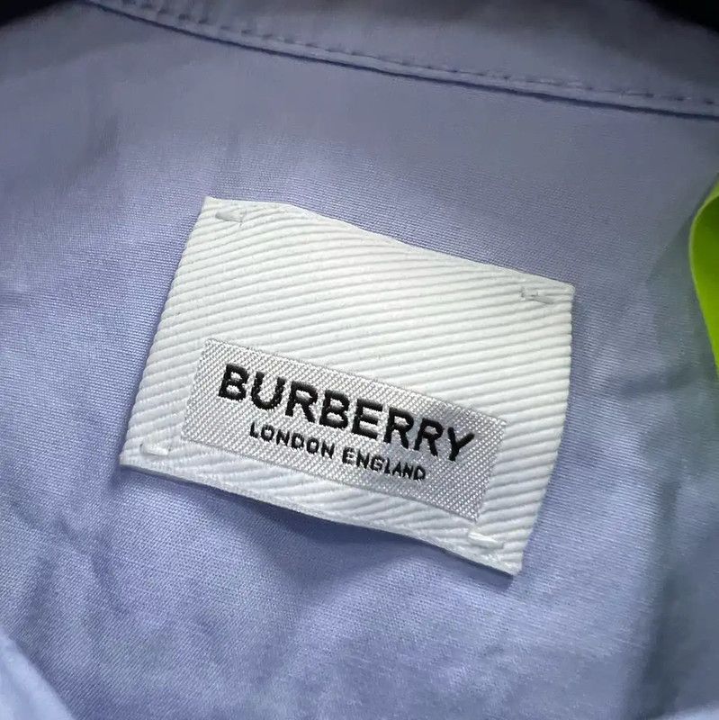 Burberry Burberry Blue Cotton Logo Long Sleeve Shirt Size M / US 6-8 / IT 42-44 - 2 Thumbnail