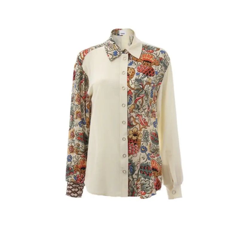 Burberry Burberry Multicolor Silk Long Sleeve Shirt Size XS / US 0-2 / IT 36-38 - 6 Thumbnail