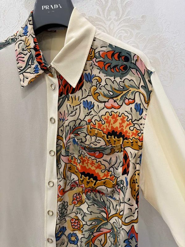 Burberry Burberry Multicolor Silk Long Sleeve Shirt Size XS / US 0-2 / IT 36-38 - 3 Thumbnail