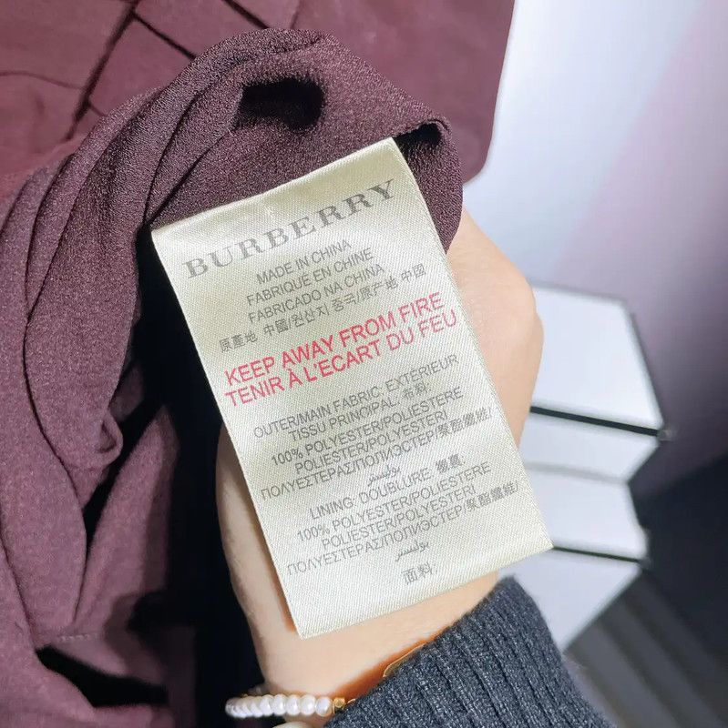 Burberry Burberry Summer Burgundy Silk Blend Dress Size S / US 4 / IT 40 - 9 Thumbnail