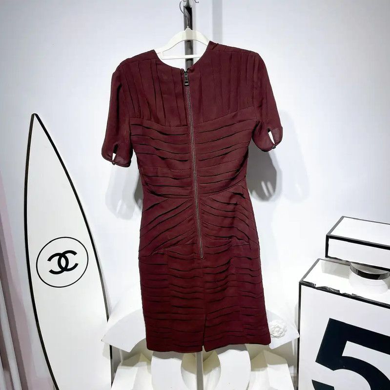 Burberry Burberry Summer Burgundy Silk Blend Dress Size S / US 4 / IT 40 - 7 Thumbnail