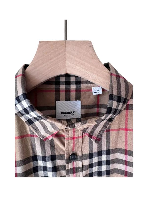 Burberry Burberry Beige Cotton Plaid Long Sleeve Shirt Size L / US 10 / IT 46 - 4 Thumbnail
