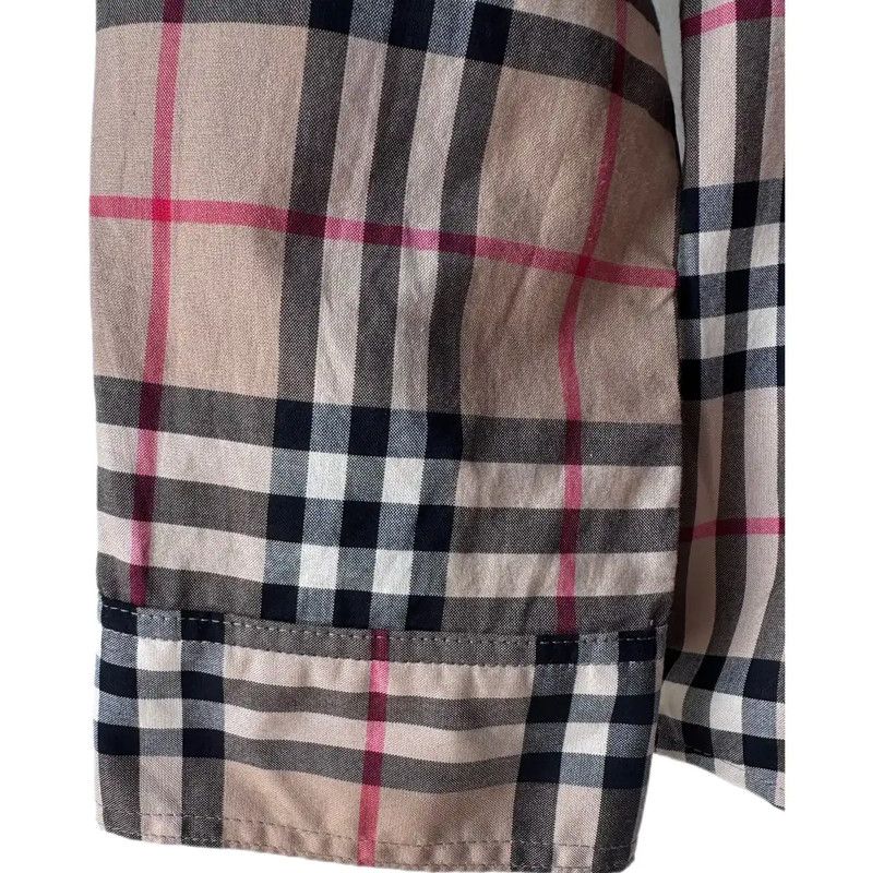 Burberry Burberry Beige Cotton Plaid Long Sleeve Shirt Size L / US 10 / IT 46 - 7 Thumbnail