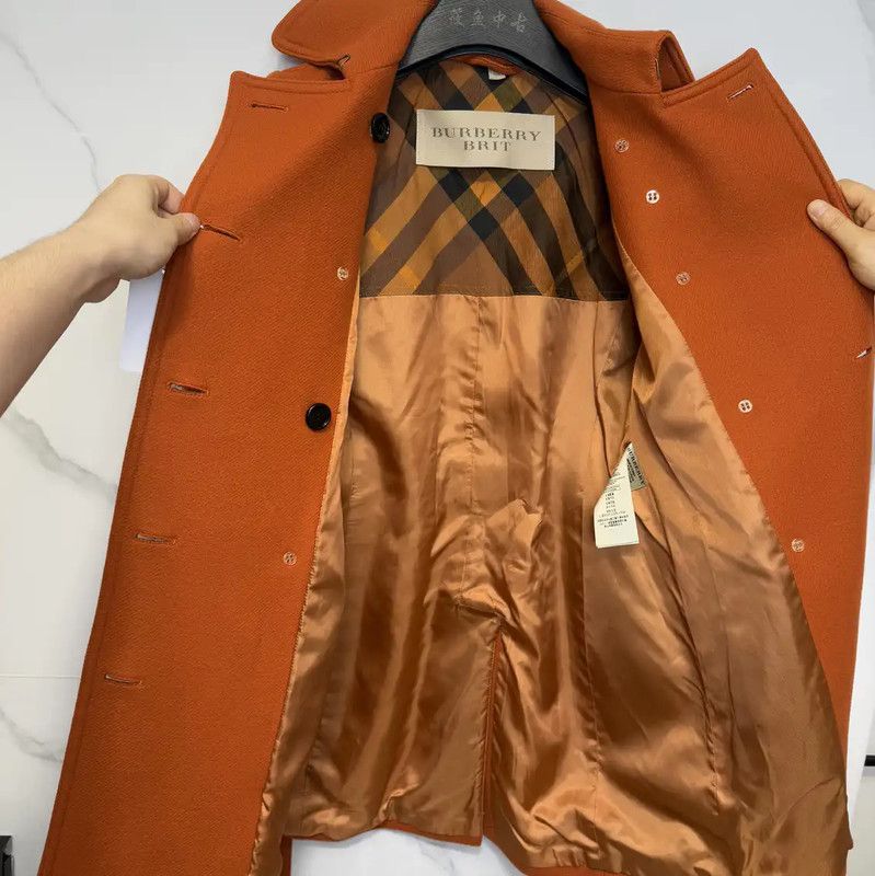 Burberry Burberry Orange Cotton Long Coat for Women Size S / US 4 / IT 40 - 5 Thumbnail