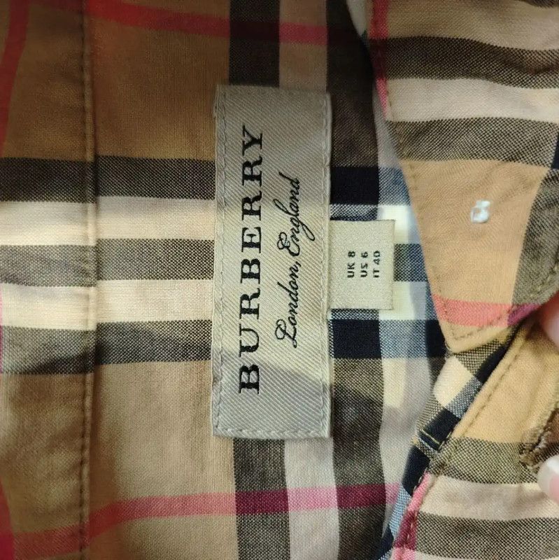 Burberry Burberry Khaki Check Cotton Shirt for Women Size L / US 10 / IT 46 - 3 Thumbnail