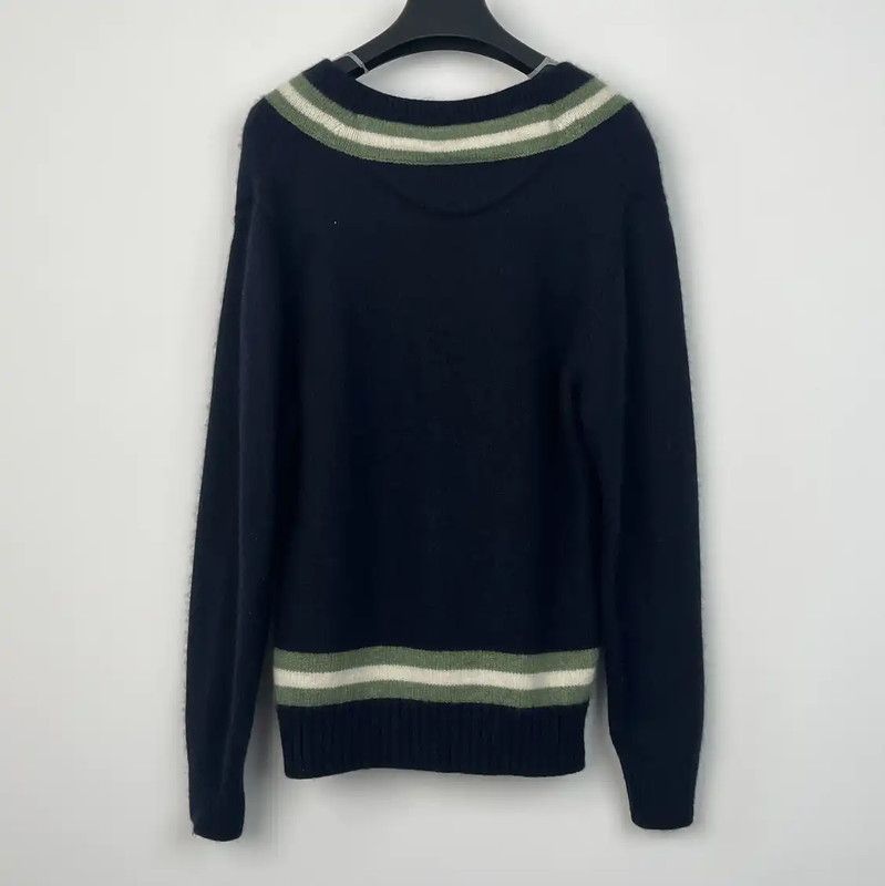 Burberry Burberry Navy Sweater with Green Stripes Size XL / US 12-14 / IT 48-50 - 2 Thumbnail