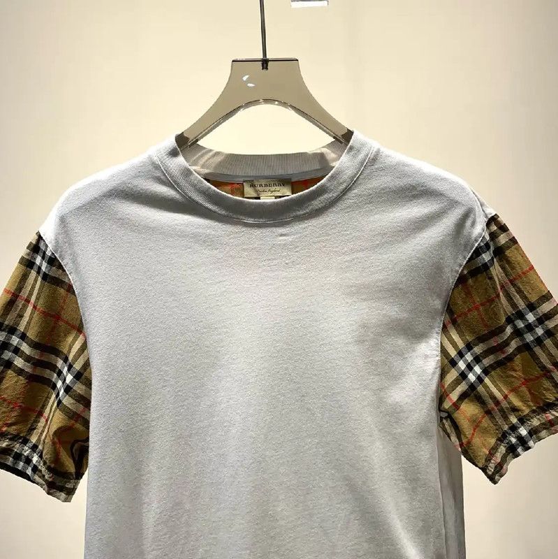 Burberry Burberry White Cotton T-Shirt with Check Sleeves Size XS / US 0-2 / IT 36-38 - 5 Thumbnail
