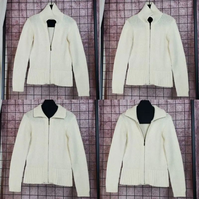 Burberry Burberry Cream Wool Blend Zip Knit Sweater Size M / US 6-8 / IT 42-44 - 3 Thumbnail