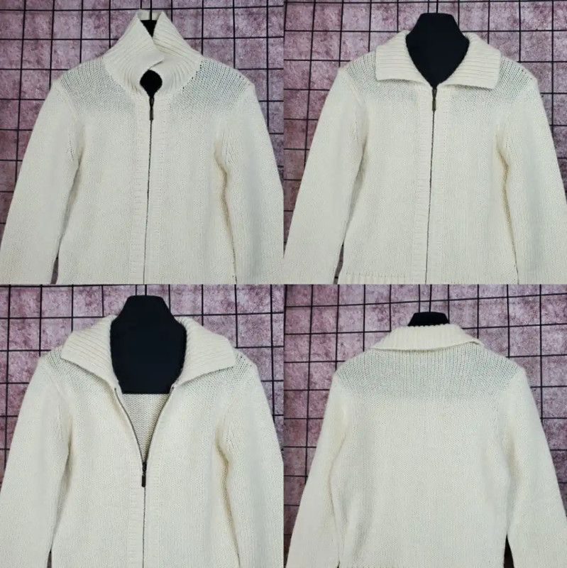 Burberry Burberry Cream Wool Blend Zip Knit Sweater Size M / US 6-8 / IT 42-44 - 5 Thumbnail
