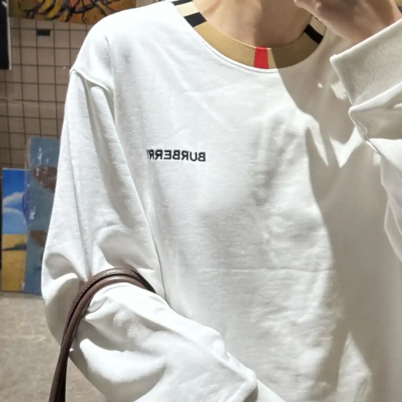 Burberry Burberry White Cotton Long Sleeve T-shirt Size L / US 10 / IT 46 - 2 Thumbnail