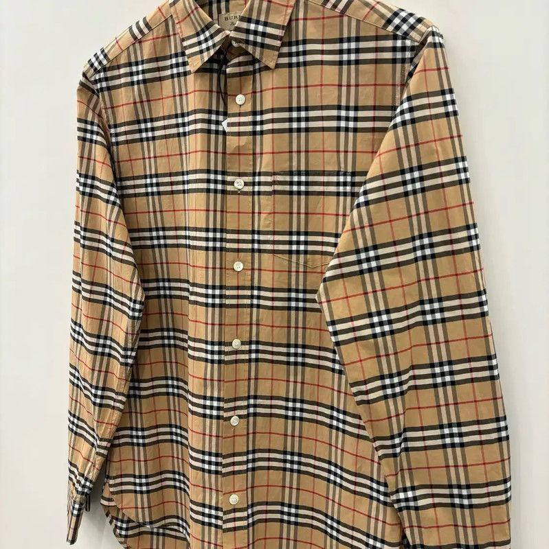 Burberry Burberry Women's XS Khaki Plaid Long Sleeve Shirt Size XS / US 0-2 / IT 36-38 - 2 Thumbnail