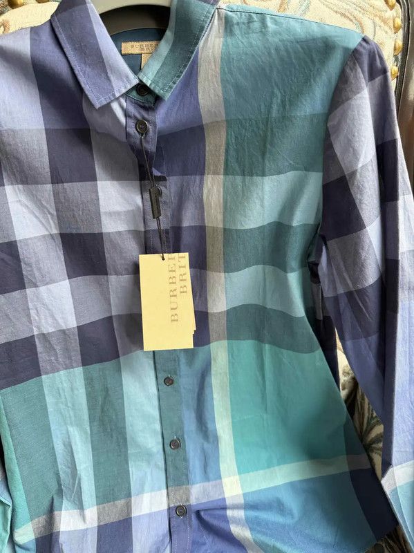 Burberry Burberry Blue Cotton Check Long Sleeve Shirt Size XS / US 0-2 / IT 36-38 - 4 Thumbnail