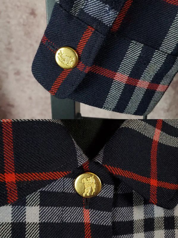 Burberry Burberry Navy Wool Check Cropped Shirt Size M / US 6-8 / IT 42-44 - 7 Thumbnail