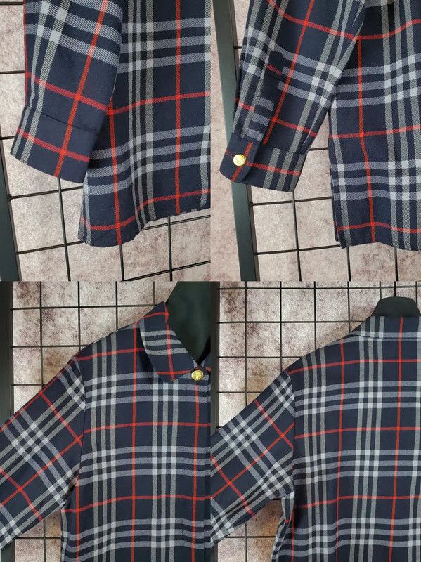 Burberry Burberry Navy Wool Check Cropped Shirt Size M / US 6-8 / IT 42-44 - 6 Thumbnail