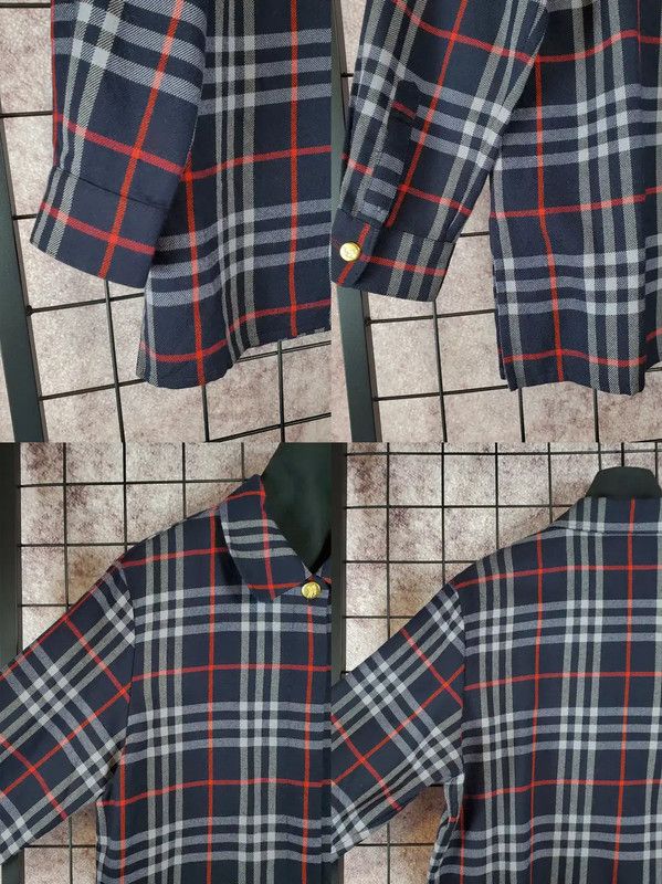 Burberry Burberry Navy Wool Check Cropped Shirt Size M / US 6-8 / IT 42-44 - 5 Thumbnail