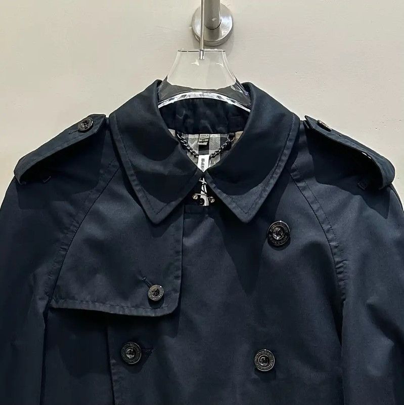 Burberry Burberry Long Black Cotton Double-Breasted Trench Coat Size L / US 10 / IT 46 - 3 Thumbnail