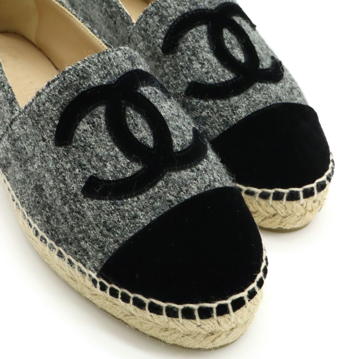 Chanel Chanel Chanel Espadrille Linen Wool Velvet Flat Shoes Natural Material Shoes G29762 DUTY FREE for USA Size ONE SIZE - 5 Thumbnail