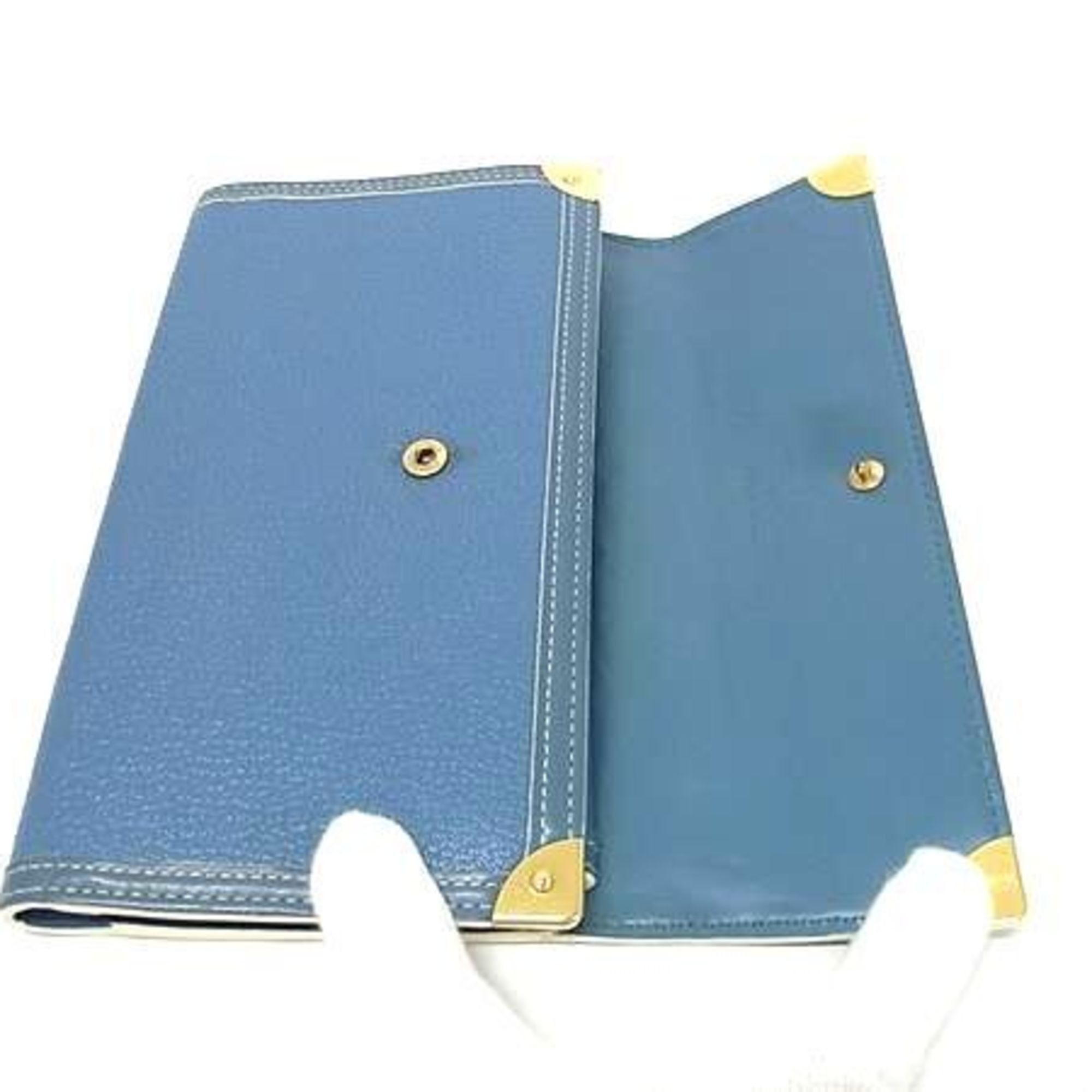 Louis Vuitton LOUIS VUITTON Suhali Porte Tresor International Long Wallet M91837 Blue Leather Women's Size ONE SIZE - 4 Thumbnail