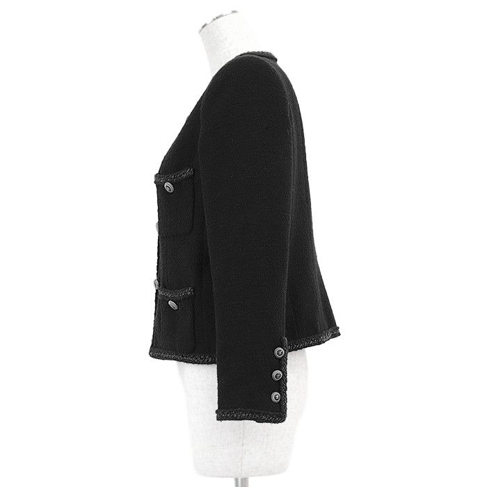 Chanel Chanel Chanel Little Black Tweed Wool Blend Jacket Leather Outerwear P33858 DUTY FREE for USA Size ONE SIZE - 17 Thumbnail