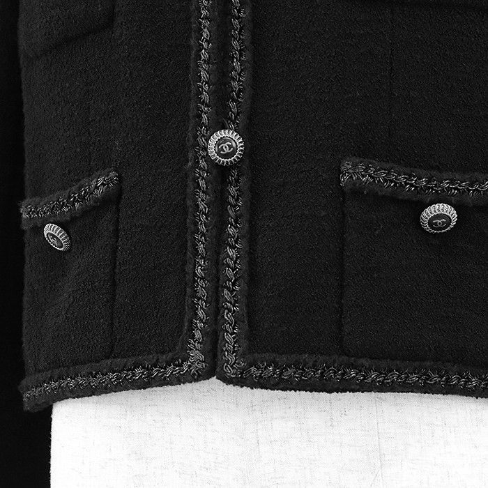 Chanel Chanel Chanel Little Black Tweed Wool Blend Jacket Leather Outerwear P33858 DUTY FREE for USA Size ONE SIZE - 5 Thumbnail