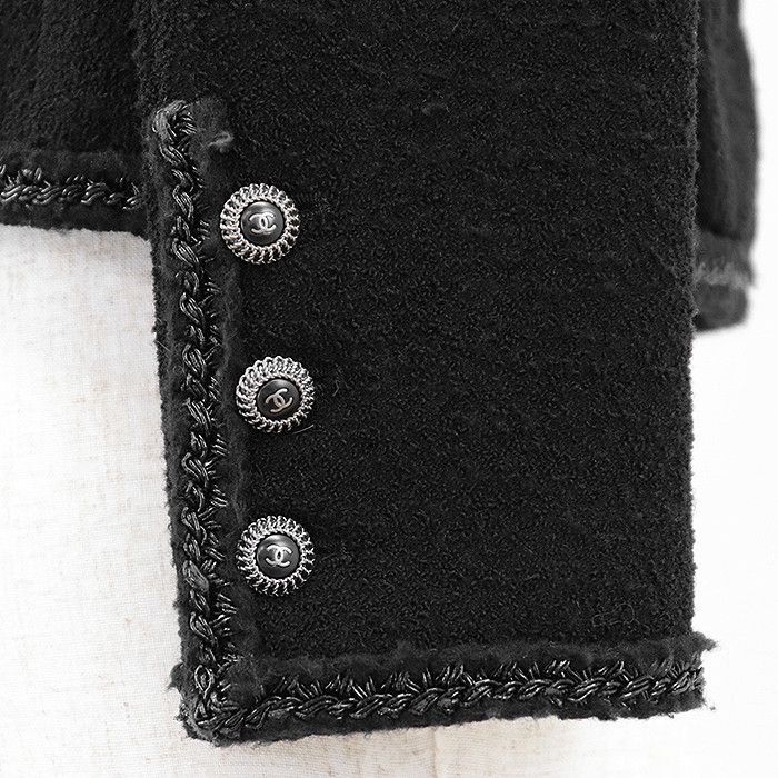 Chanel Chanel Chanel Little Black Tweed Wool Blend Jacket Leather Outerwear P33858 DUTY FREE for USA Size ONE SIZE - 18 Thumbnail