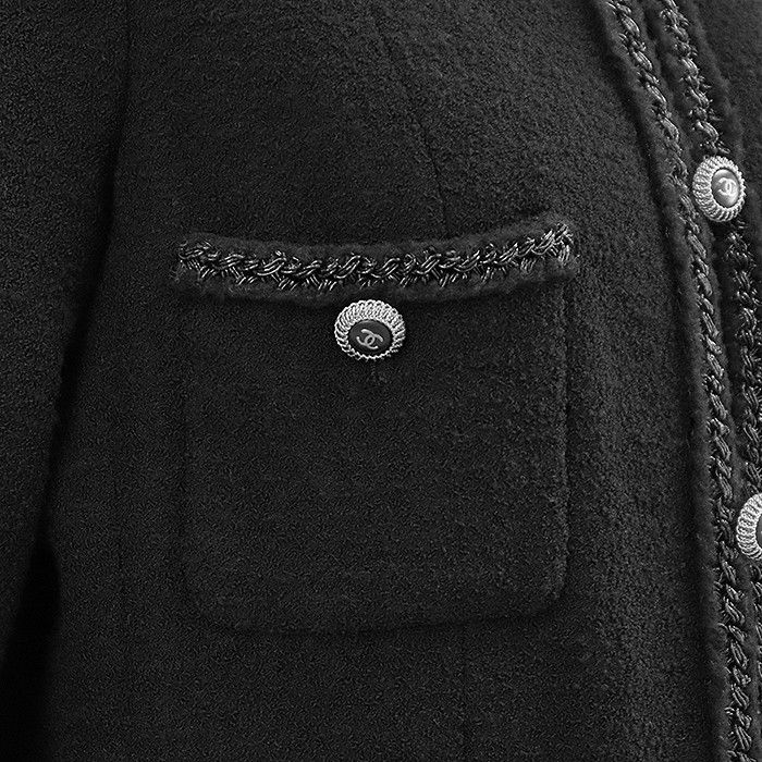Chanel Chanel Chanel Little Black Tweed Wool Blend Jacket Leather Outerwear P33858 DUTY FREE for USA Size ONE SIZE - 15 Thumbnail