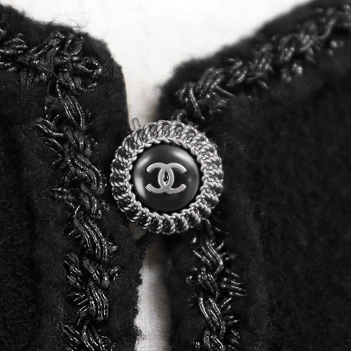 Chanel Chanel Chanel Little Black Tweed Wool Blend Jacket Leather Outerwear P33858 DUTY FREE for USA Size ONE SIZE - 4 Thumbnail