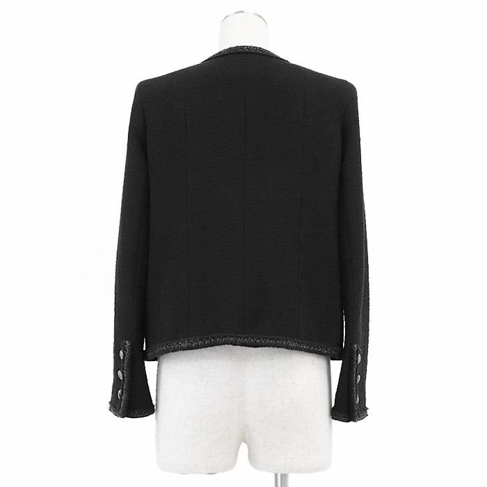 Chanel Chanel Chanel Little Black Tweed Wool Blend Jacket Leather Outerwear P33858 DUTY FREE for USA Size ONE SIZE - 7 Thumbnail