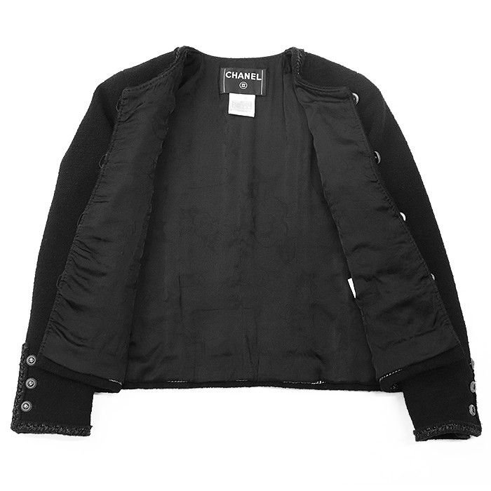 Chanel Chanel Chanel Little Black Tweed Wool Blend Jacket Leather Outerwear P33858 DUTY FREE for USA Size ONE SIZE - 8 Thumbnail