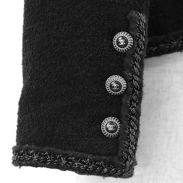 Chanel Chanel Chanel Little Black Tweed Wool Blend Jacket Leather Outerwear P33858 DUTY FREE for USA Size ONE SIZE - 6 Thumbnail
