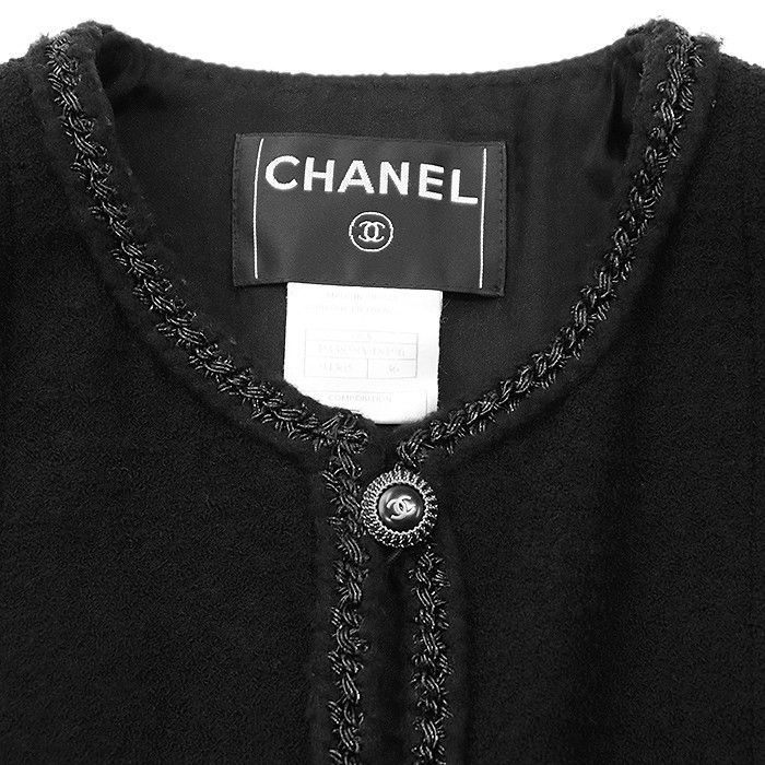 Chanel Chanel Chanel Little Black Tweed Wool Blend Jacket Leather Outerwear P33858 DUTY FREE for USA Size ONE SIZE - 11 Thumbnail