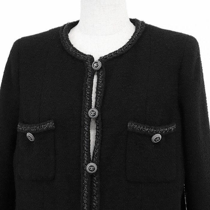 Chanel Chanel Chanel Little Black Tweed Wool Blend Jacket Leather Outerwear P33858 DUTY FREE for USA Size ONE SIZE - 3 Thumbnail