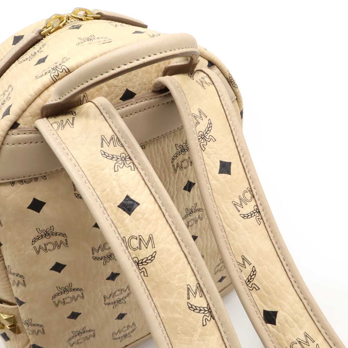 MCM MCM MCM Visetos Leather Studs Backpack MMK65VEIG001 Leather Backpack MMK65VEIG001 DUTY FREE for USA Size ONE SIZE - 4 Thumbnail