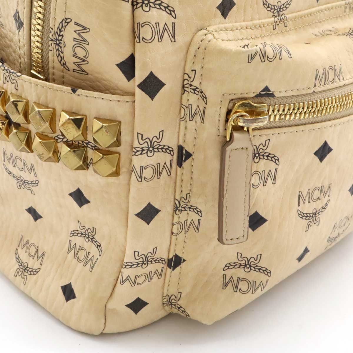 MCM MCM MCM Visetos Leather Studs Backpack MMK65VEIG001 Leather Backpack MMK65VEIG001 DUTY FREE for USA Size ONE SIZE - 9 Thumbnail