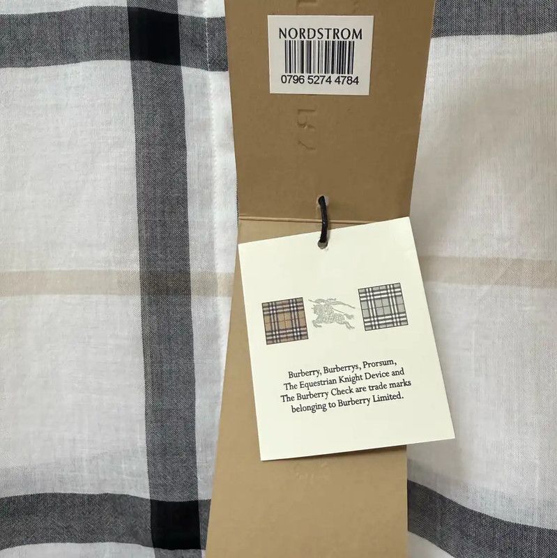 Burberry Burberry White Cotton Check Long Sleeve Shirt Size XS / US 0-2 / IT 36-38 - 7 Thumbnail