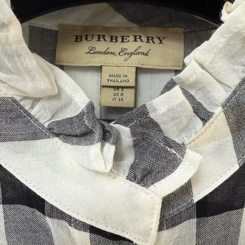 Burberry Burberry White Cotton Check Long Sleeve Shirt Size XS / US 0-2 / IT 36-38 - 5 Thumbnail
