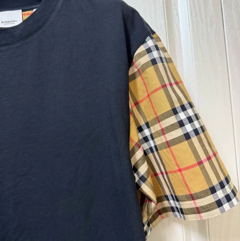 Burberry Burberry Black Cotton Checked Short Sleeve T-Shirt Size S / US 4 / IT 40 - 4 Thumbnail