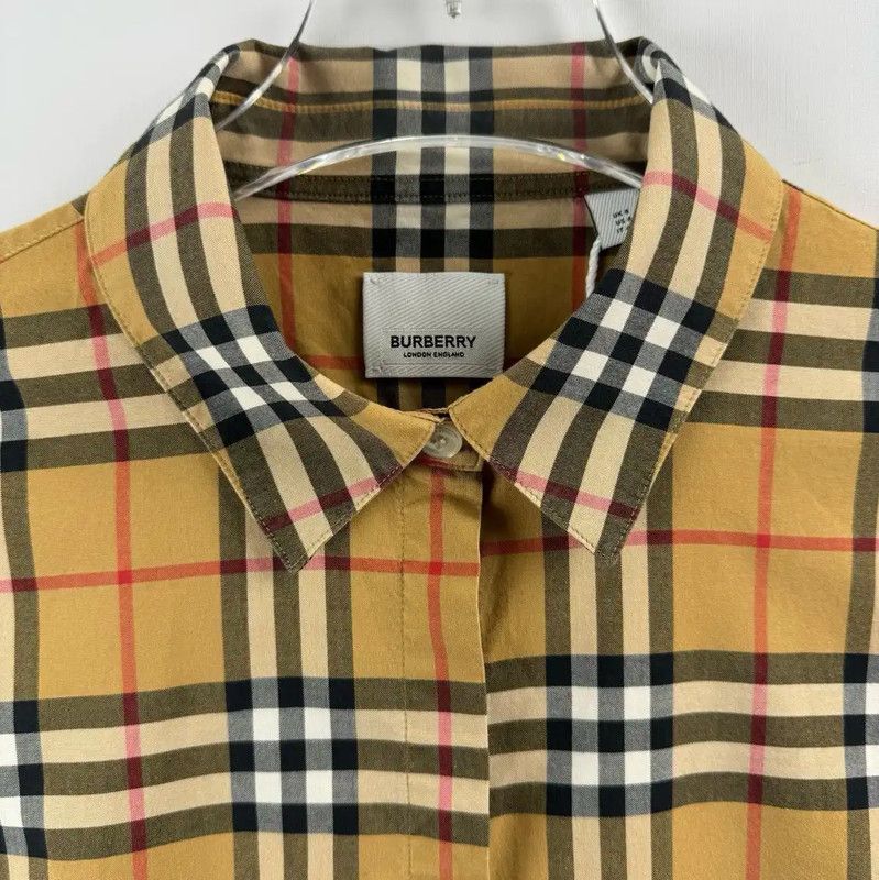 Burberry Burberry Women's Beige Check Cotton Shirt Size S / US 4 / IT 40 - 3 Thumbnail