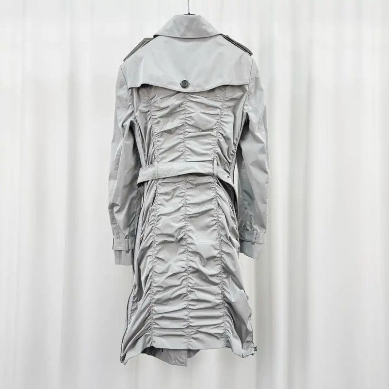 Burberry Burberry Long Silver Pleated Trench Coat Size L / US 10 / IT 46 - 2 Thumbnail