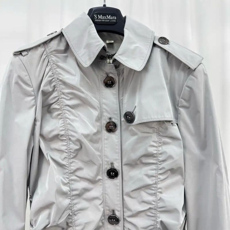 Burberry Burberry Long Silver Pleated Trench Coat Size L / US 10 / IT 46 - 3 Thumbnail