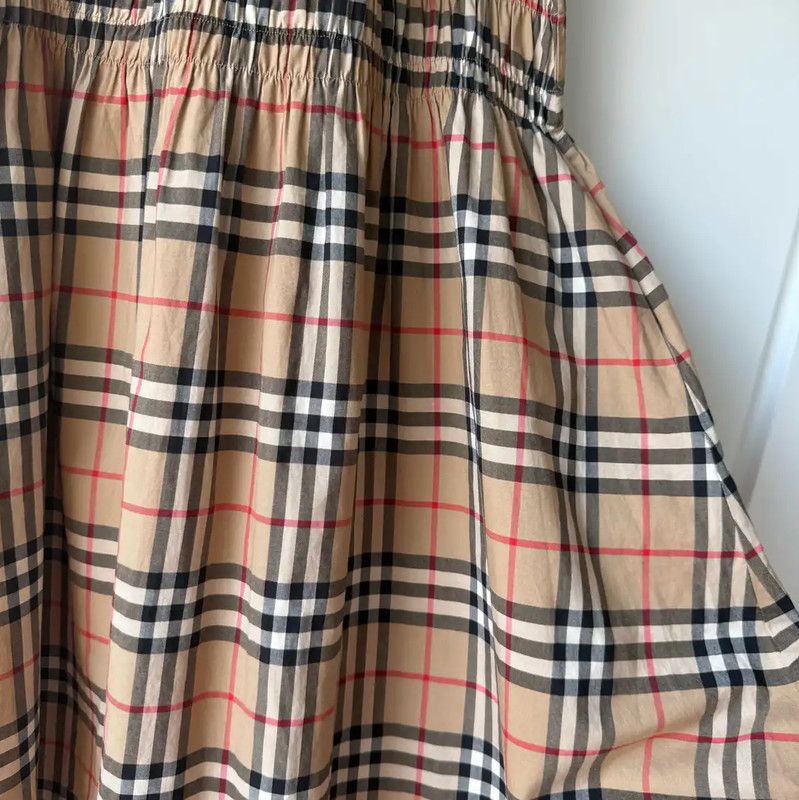 Burberry Burberry Summer Khaki Cotton Check Dress Size L / US 10 / IT 46 - 4 Thumbnail