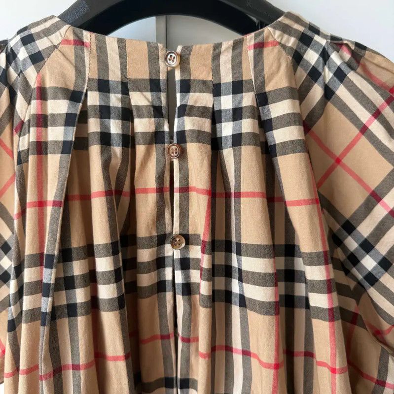 Burberry Burberry Summer Khaki Cotton Check Dress Size L / US 10 / IT 46 - 5 Thumbnail