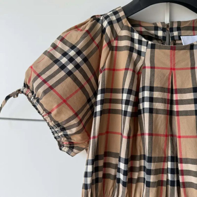 Burberry Burberry Summer Khaki Cotton Check Dress Size L / US 10 / IT 46 - 3 Thumbnail